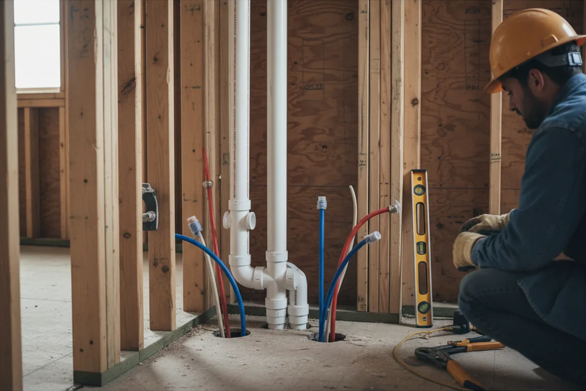 Drain and supply rough-in during Toilet Repair and Installation in Adelphi